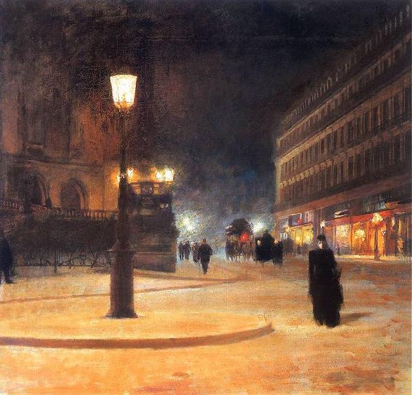 Ludwik de Laveaux Parisian Opera at night. oil painting image